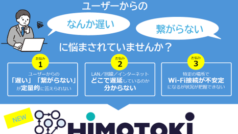 ユーザー視点の通信品質を可視化 HIMOTOKI